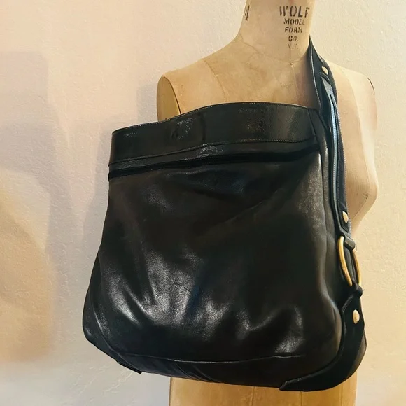 Vintage YSL Yves Saint Laurent Severine Leather Suede Tote Black & Gold ๐ฎ๐น Made - Picture 5 of 14